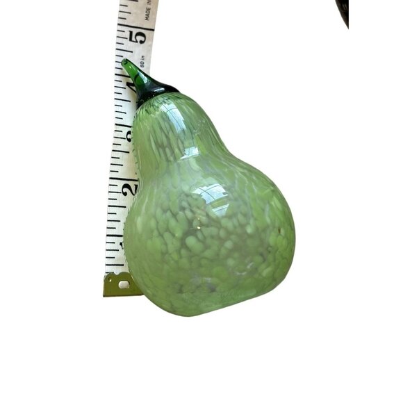 Hand Blown Glass Pear Sculpture - 6"x 3.5" - Green Art Decor - Picture 3 of 8